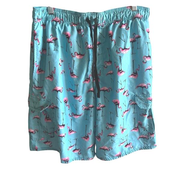 Beverly Hills Polo Club Flamingo Swim Trunks L Mesh Lined Tropical‎ Beach Shorts - Picture 1 of 7